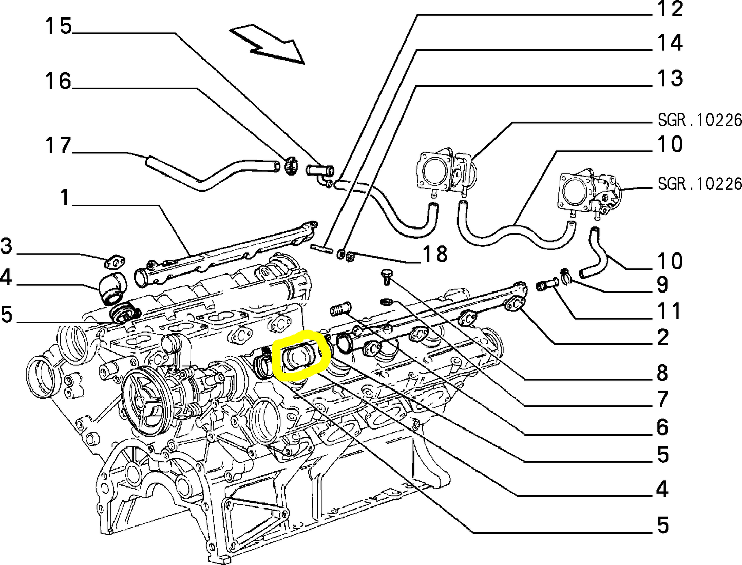 Lancia Thema 8.32 Ferrari Manicotto Flessibile Tubazioni Pompa Acqua Nuovo Originale 46127941