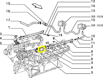 Lancia Thema 8.32 Ferrari Manicotto Flessibile Tubazioni Pompa Acqua Nuovo Originale 46127941