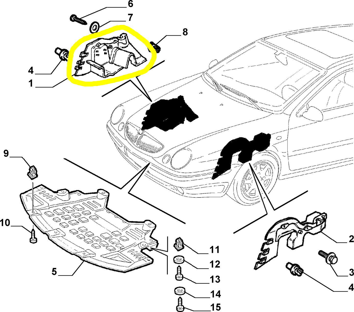 Lancia Lybra Engine Compartment Right Protection New Original 46739690