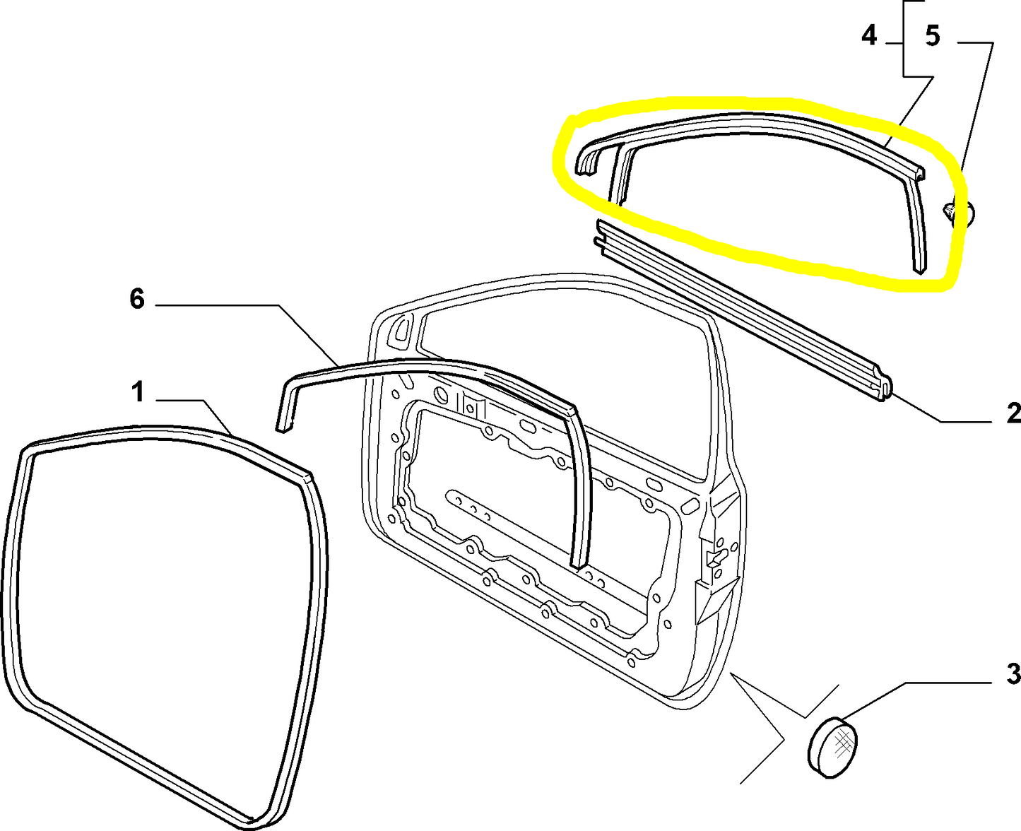 Lancia Ypsilon Profilato in Gomma Portiera Anteriore Destra Nuovo Originale 51705240 51754466