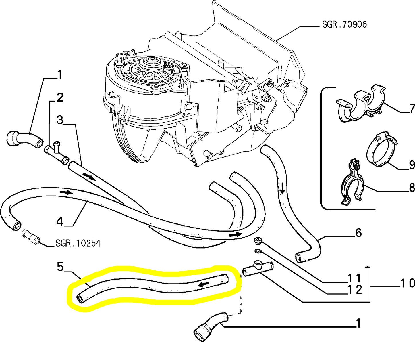 Autobianchi Y10 Fire and Fire LX Heating Hose New Original 7667616