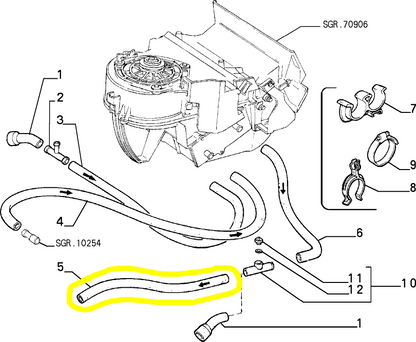 Autobianchi Y10 Fire and Fire LX Heating Hose New Original 7667616