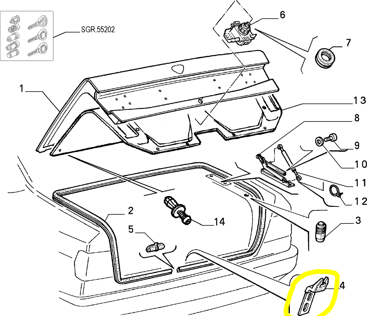 Lancia Dedra Alfa Romeo 155 Trunk Space Cover Lock Striker Plate New Original 82448925 60805752