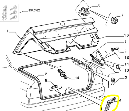 Lancia Dedra Alfa Romeo 155 Scontrino Serratura Cofano Bagagliaio Nuovo Originale 82448925 60805752