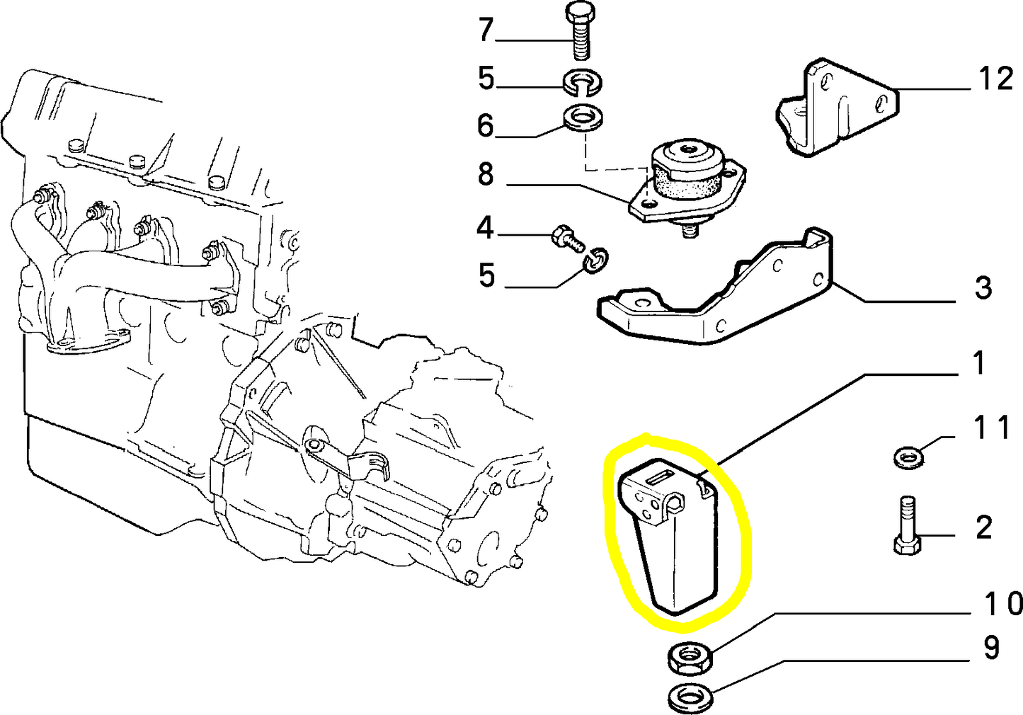 Autobianchi Y10 1100 Engine Suspension Support New Original 7702791