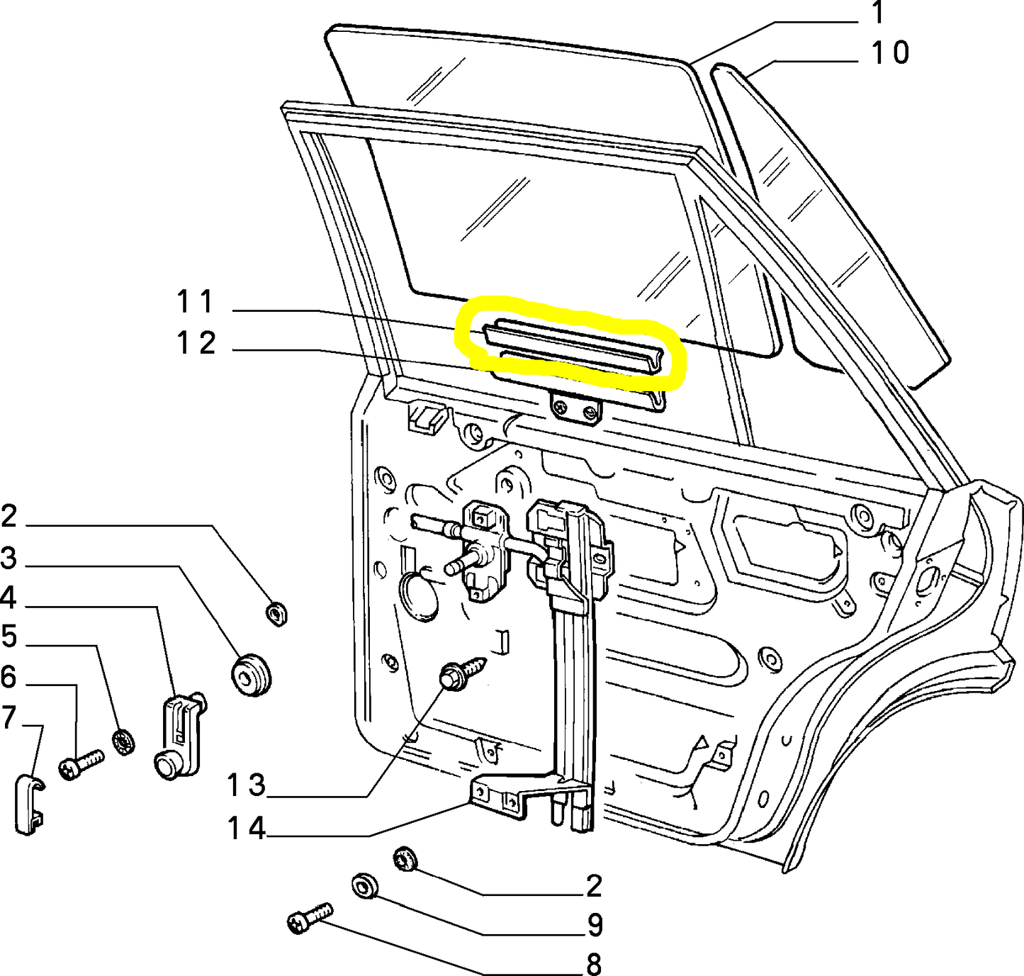 Lancia Delta Integrale e Evoluzione Guarnizione di Tenuta Finestrino Anteriore e Posteriore Nuova Originale 4030255