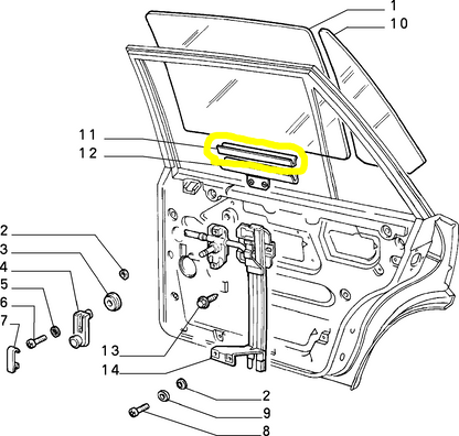 Lancia Delta Integrale e Evoluzione Guarnizione di Tenuta Finestrino Anteriore e Posteriore Nuova Originale 4030255
