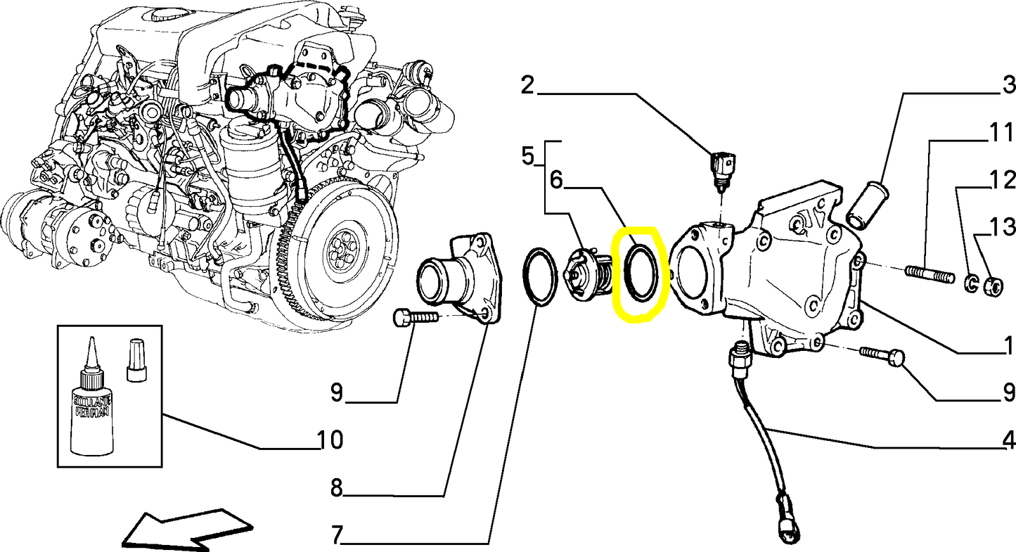 Lancia Thema Fiat Croma Ducato Guarnizione Tenuta Pompa Acqua 7303173 4823212