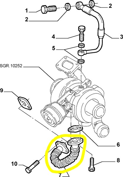 Lancia Lybra 1900 JTD Tubo Turbina Nuovo Originale 46779034 55198680