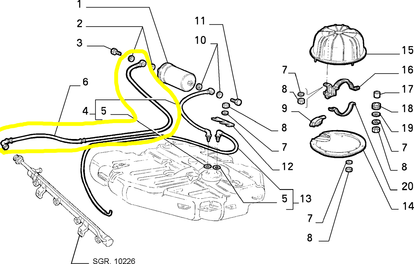 Lancia Thema Tubazione Rigida Serbatoio Carburante Nuova Originale 82477369