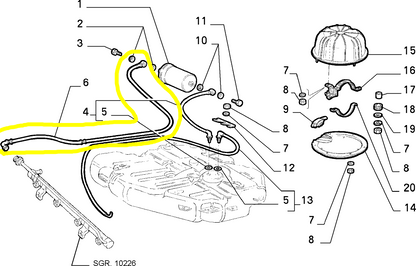 Lancia Thema 16V Tubo Serbatoio Carburante Nuovo Originale 82477369 - Raggi's Automobilia e Ricambi Auto