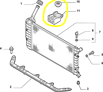 Lancia Musa and Ypsilon Radiator Bracket New Original 46537299