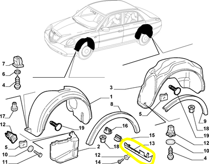 Lancia Thesis Rinforzo Rivestimento Parafango Anteriore Sinistro Nuovo Originale 60677483