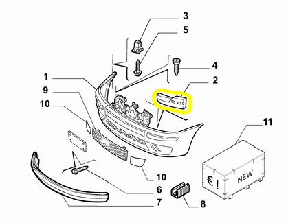 Fiat Punto Front Bumper Right Wick New Original 46522732