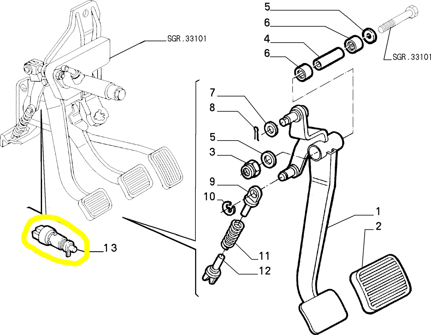 Lancia K Clutch Pedal Switch New Original 60662905