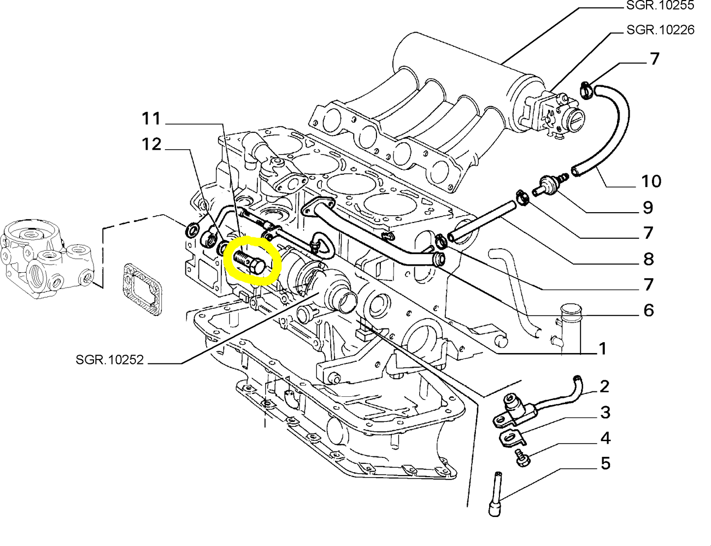 Lancia Delta 1600 R86 Oil Filter Support Union New Original 7690093