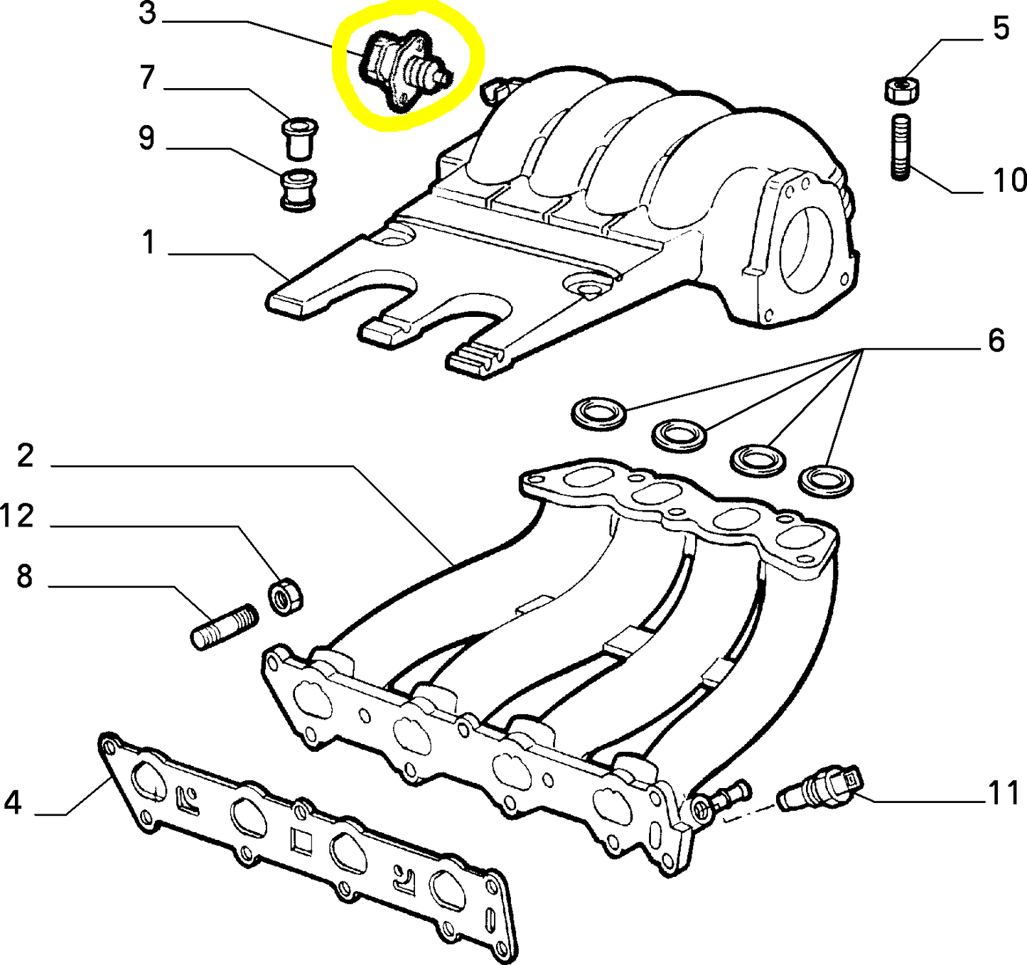 Lancia Y Dedra Delta and Lybra Intake Manifold Sending Unit New Original 71718678 71718233