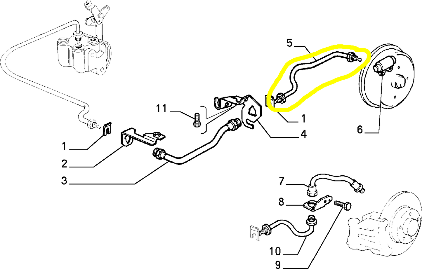 Lancia Delta and Dedra Rear Right Brake Pipe New Original 7714149 7609959