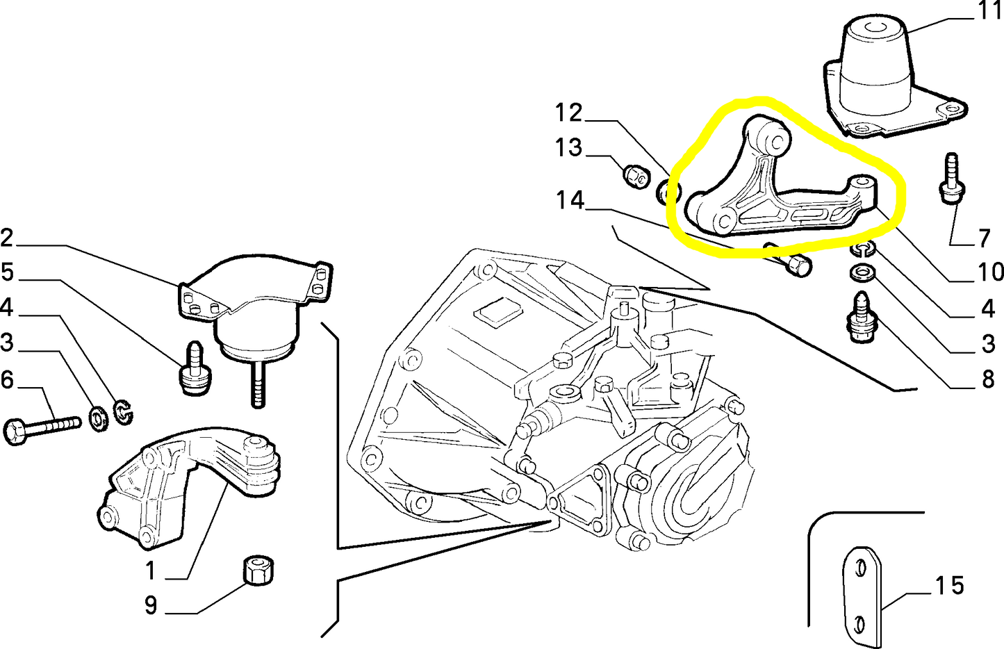 Lancia Y Supporto Tassello Elastico Sospensione Scatola Cambio Nuovo Originale 7748667