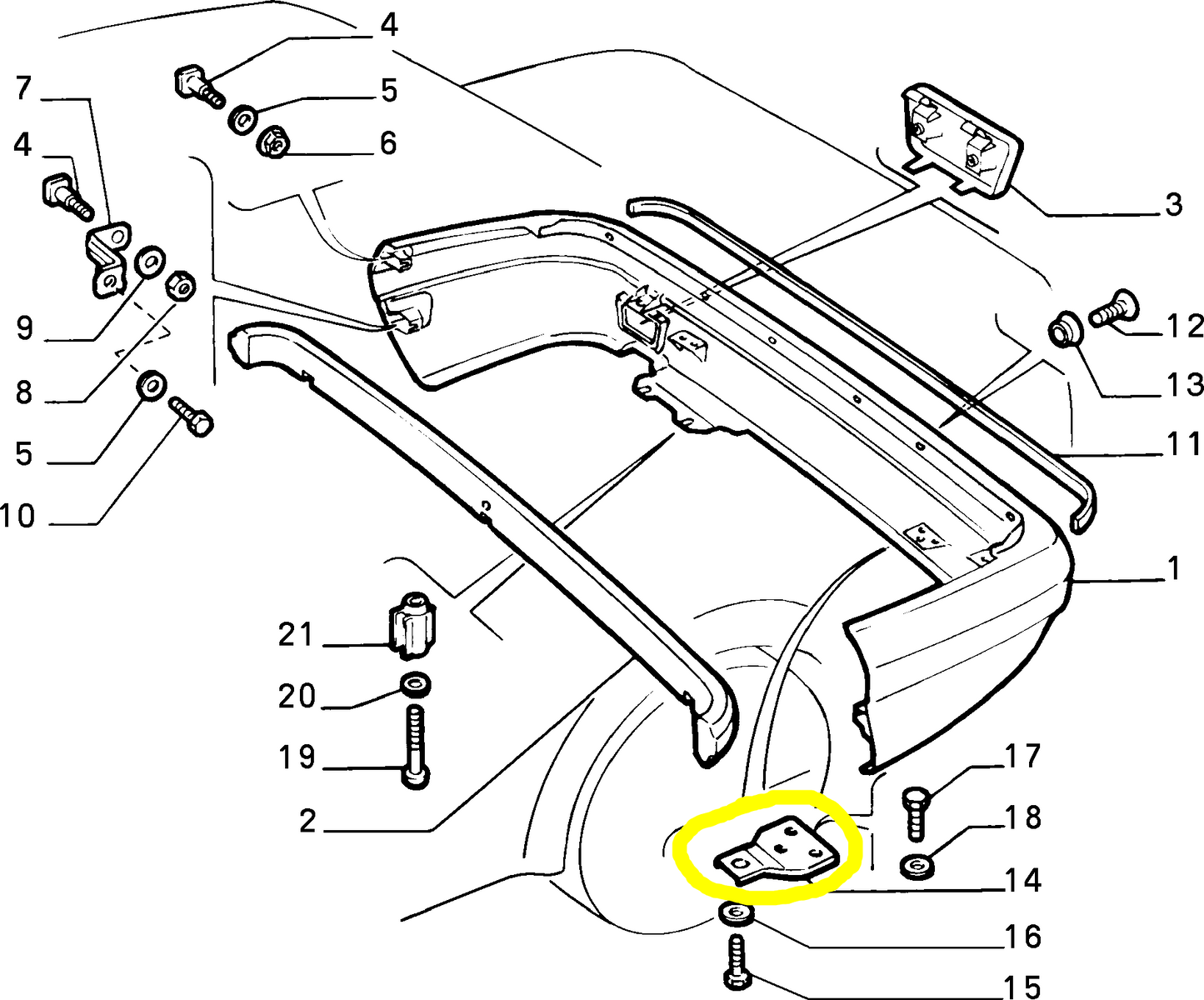 Lancia Thema Staffa Paraurti Posteriore Nuova Originale 82472413