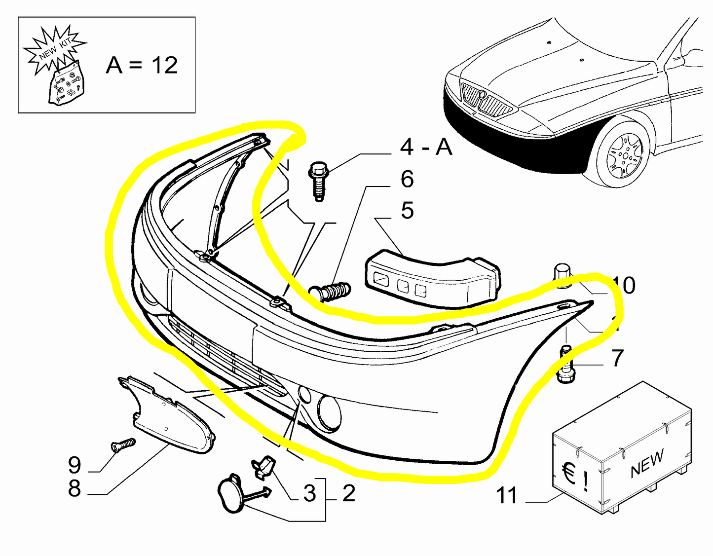 Lancia Y Front Bumper New Original Spare Part Code 712165099