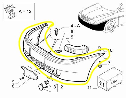 Lancia Y Front Bumper New Original Spare Part Code 712165099