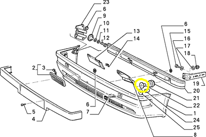 Lancia Delta R86 Front and Rear Bumper Spacer New Original 82456696 82444391