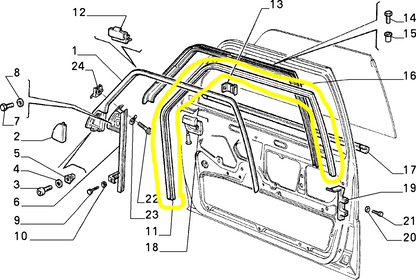 Lancia Thema Fiat Croma Profilato in Gomma Finestrino Anteriore Destro Nuovo Originale 82484241 82405243