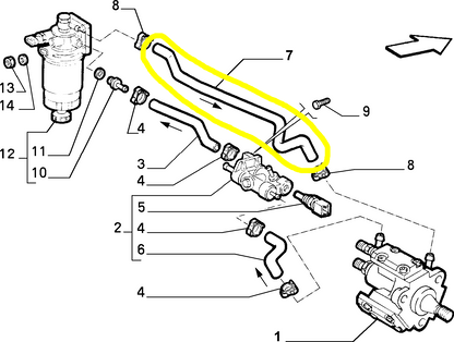 Lancia K 2400 JTD Manicotto Flessibile Filtro Carburante Nuovo Originale 46518115 60814797