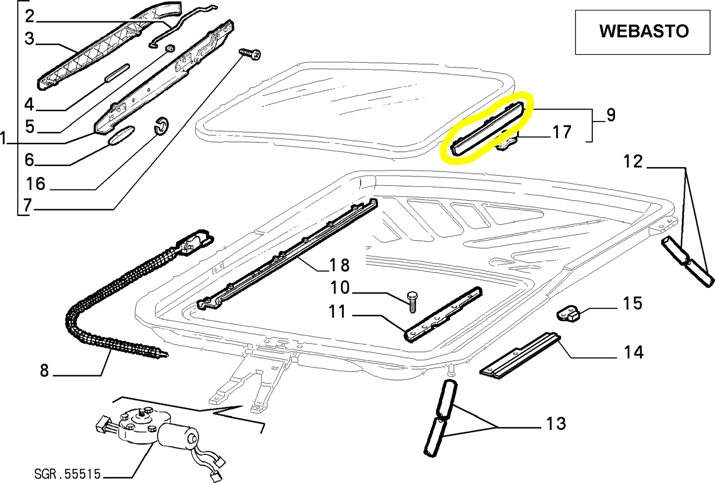 Lancia Delta Dedra Alfa Romeo 145 146 155 Fiat Tempra Tipo Rivestimento Destro tetto Apribile 182820480 60809370