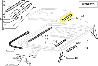 Lancia Delta Dedra Alfa Romeo 145 146 155 Fiat Tempra Tipo Rivestimento Destro tetto Apribile 182820480 60809370