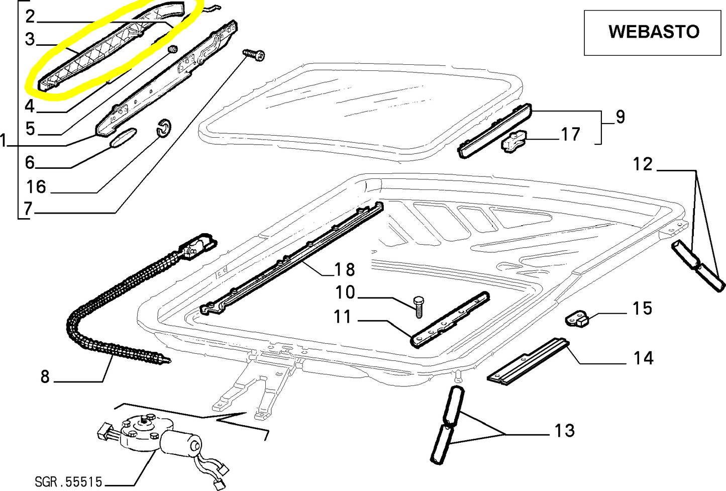 Lancia Delta e Dedra Rivestimento Destro Tetto Apribile Webasto Nuovo Originale 5893253 60809384