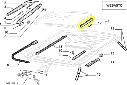Lancia Delta e Dedra Rivestimento Destro Tetto Apribile Webasto Nuovo Originale 182820480 60809370 - Raggi's Automobilia e Ricambi Auto