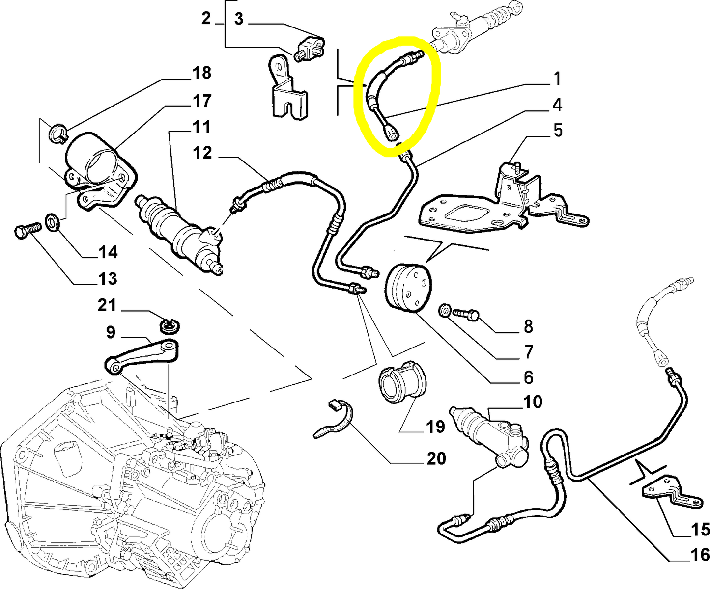 Lancia Lybra Clutch Pump Hose New Original 46548236 55189790