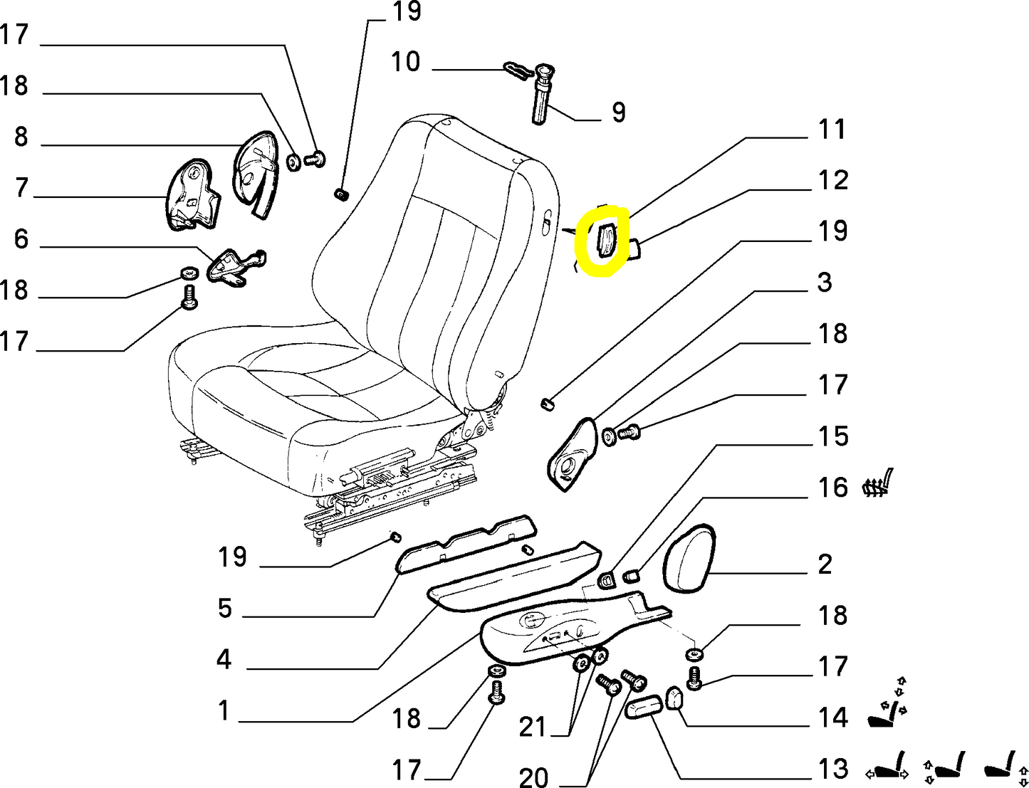 Lancia K Coupé Delta Dedra Mostrina Cornice Leva Sedile Anteriore Nuova Originale 120164080