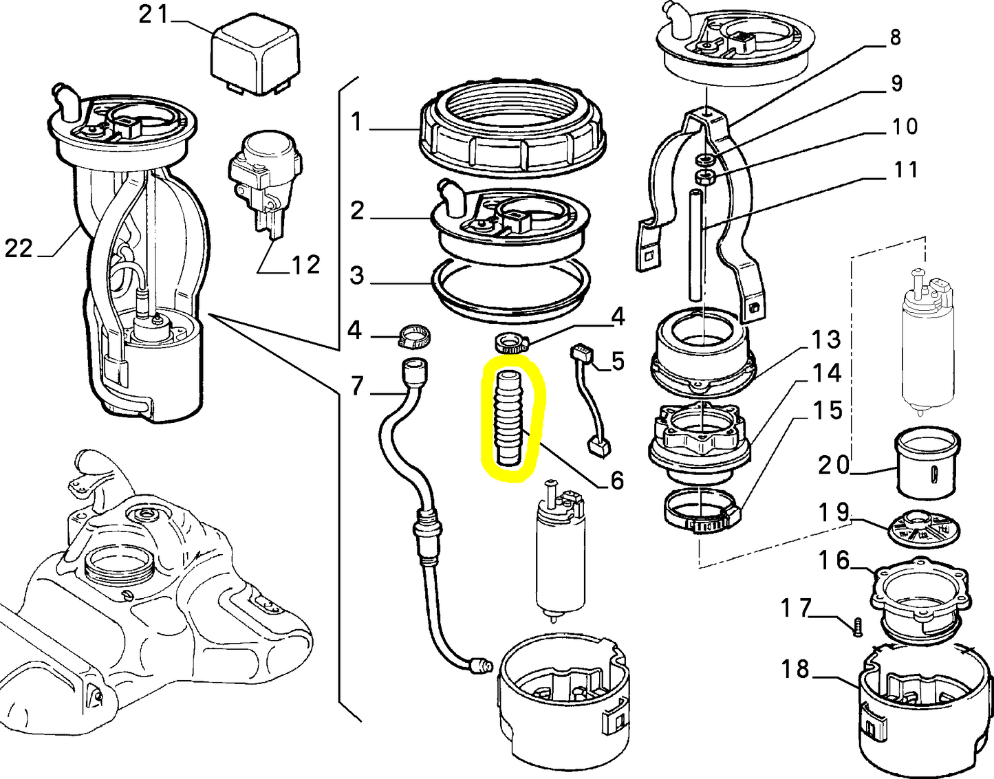 Lancia Dedra 1600 8V Fiat Tempra Fuel Pump Hose New Original 7788695