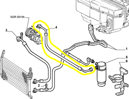 Lancia Delta and Dedra Air Conditioning System Hose New Original 46526731