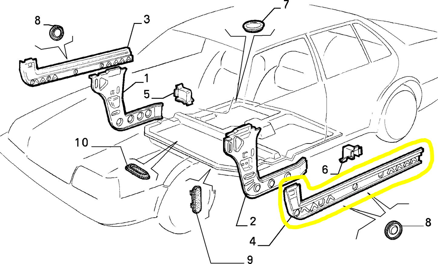 Lancia Thema Fiat Croma  Longherone Sinistro Pavimento Nuovo Originale 82395630