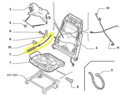 Lancia Ypsilon Comando Flessibile Sedile Passeggero Nuovo Originale 46778945