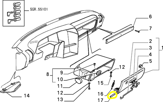 Lancia Thema Glove Compartment Door Pin New Original 82401838