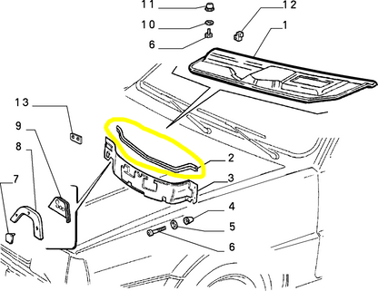 Lancia Delta Integrale and Evoluzione Engine Compartment Bulkhead Seal Gasket New Original 82421839 7563160