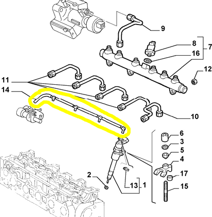 Lancia Thesis JTD Lybra e K Tubo Flessibile Impianto Iniezione Nuovo Originale 46471561 60814985