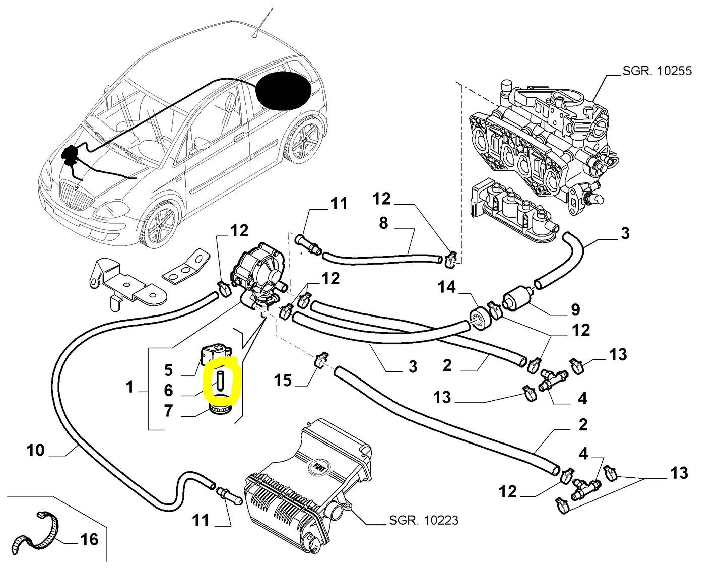 Lancia Delta Musa e Ypsilon Elettrovalvola Tubazioni Serbatoio Carburante Nuova Originale 71753618