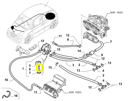 Lancia Delta Musa and Ypsilon Fuel Tank Pipe Electro-Valve New Original 71753618