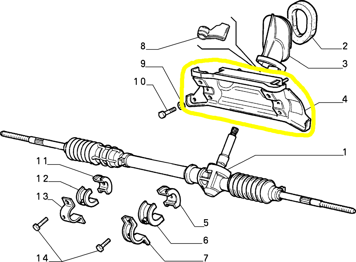 Autobianchi Y10 1100 and 1300 Steering Box Support New Original 7720290