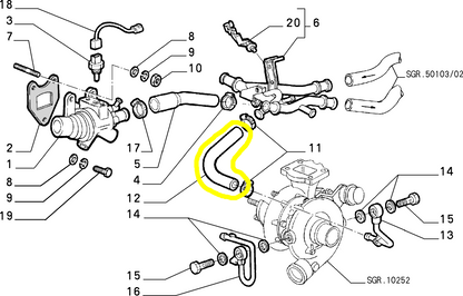 Lancia Thema e K 2000 TB Manicotto Flessibile Turbina Nuovo Originale 7766809 7745394