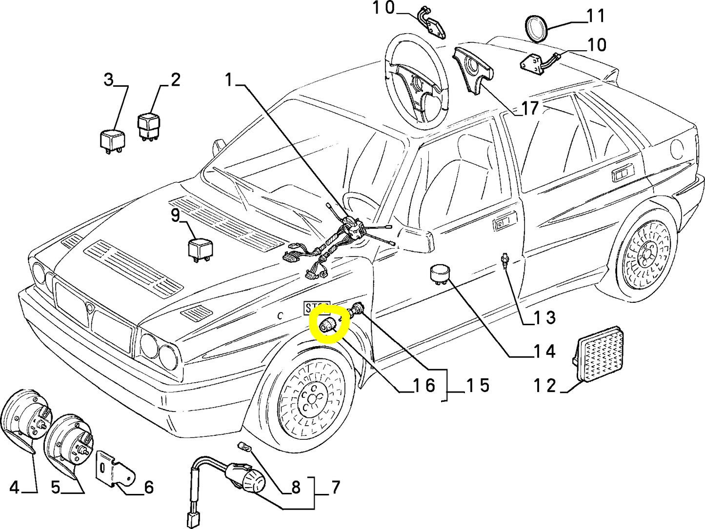 Lancia Delta Integrale Evoluzione R86 Brake Pedal Switch Bush New Original 4345644 4356091