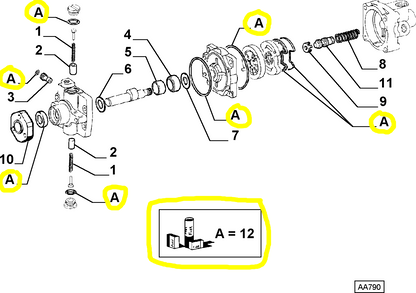 Lancia Thema Fiat Croma Alfa Romeo 164 Kit Guarnizioni Pompa Servosterzo Nuovo Originale 9939568 9950393