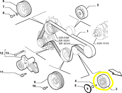 Lancia Lybra 2400 JTD Service Belt Fixed Tightener New Original 46469587 60813774