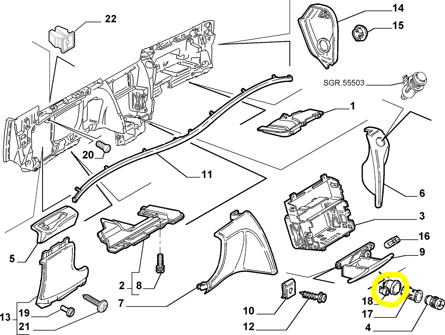 Lancia Thesis Lybra e Ypsilon Ghiera Accendisigari Nuova Originale 7725728 60813397